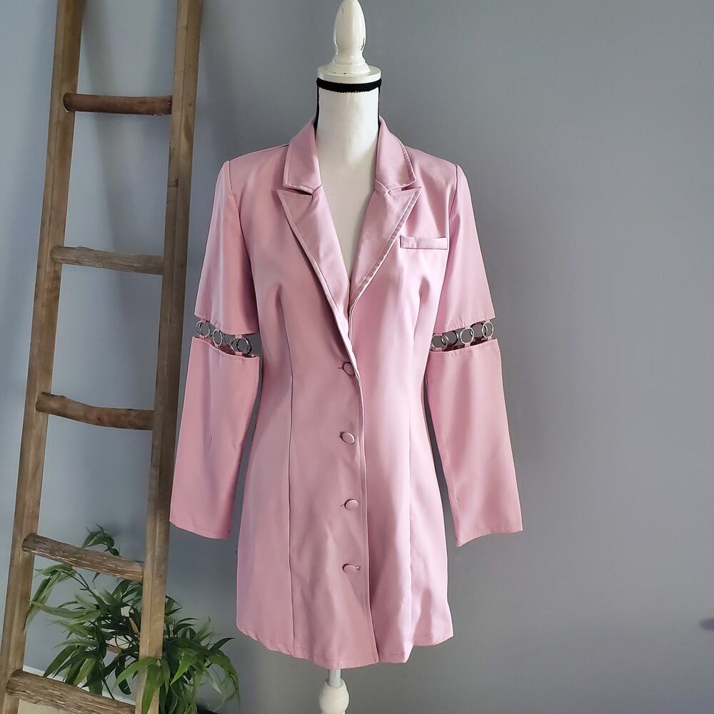 Saint Genies Pink Chain Accent Blazer Jacket Dress Size 6